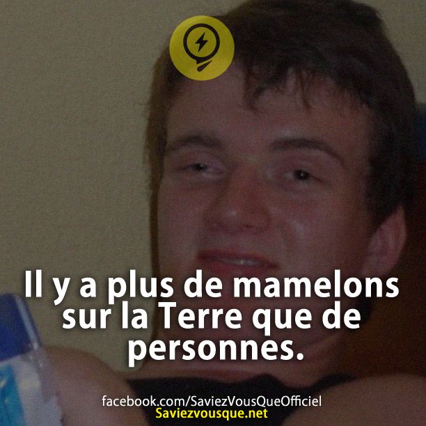 Il y a plus de mamelons sur la Terre que de personnes.