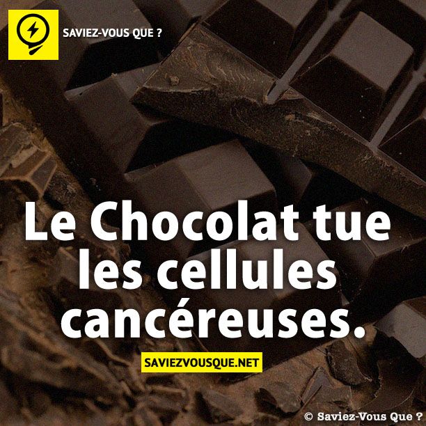 Le Chocolat tue les cellules cancéreuses.