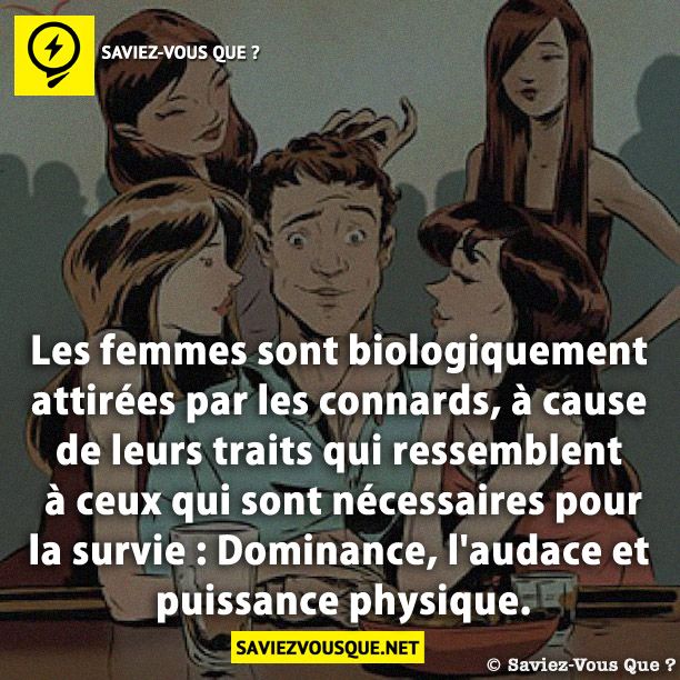 Les femmes sont biologiquement attirées par les connards, à cause de leurs traits qui ressemblent à ceux qui sont nécessaires pour la survie : Dominance, l'audace et puissance physique.