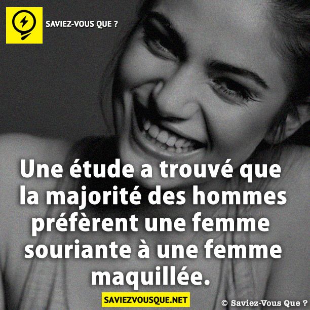 Une étude a trouvé que la majorité des hommes préfèrent une femme souriante à une femme maquillée.