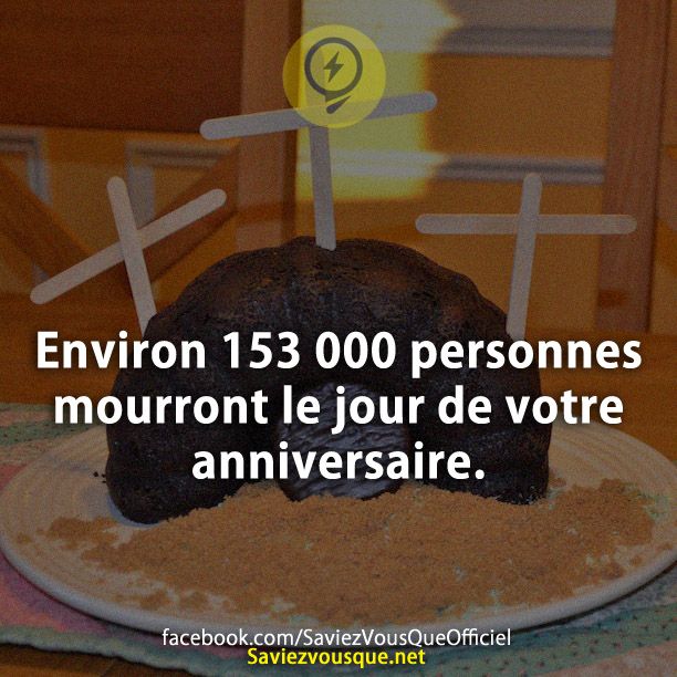 Environ 153 000 personnes mourront le jour de votre anniversaire.