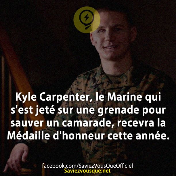 Kyle Carpenter, le Marine qui s&#039;est jeté sur une grenade pour sauver un camarade, recevra la Médaille d&#039;honneur cette année.