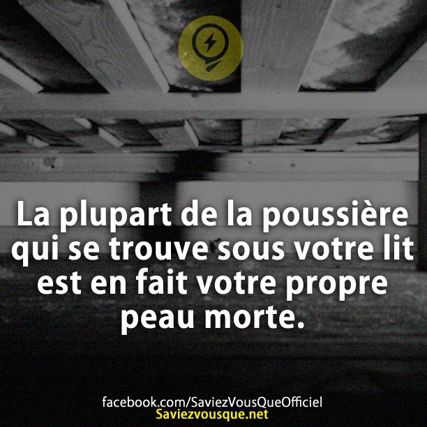 La plupart de la poussière qui se trouve sous votre lit est en fait votre propre peau morte.