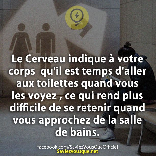 Le Cerveau indique à votre corps  qu&#039;il est temps d&#039;aller aux toilettes quand vous les voyez , ce qui rend plus difficile de se retenir quand vous approchez de la salle de bains.