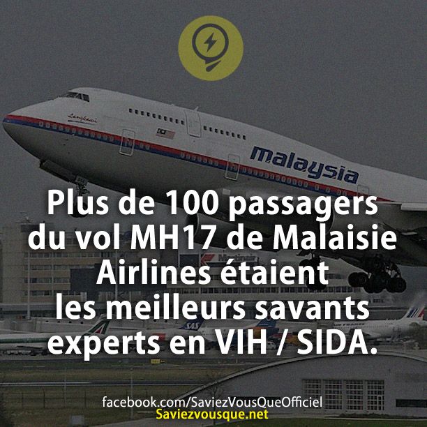 Plus de 100 passagers du vol MH17 de Malaisie Airlines étaient les meilleurs savants experts en VIH / SIDA.
