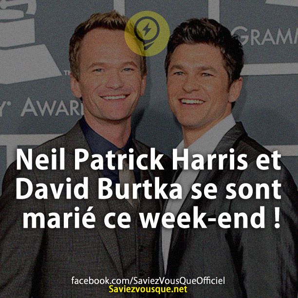 Neil Patrick Harris et David Burtka se sont marié ce week-end !