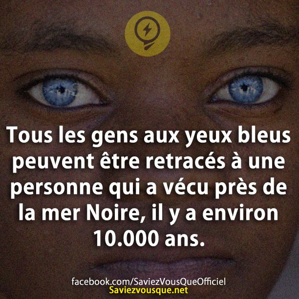 Tous les gens aux yeux bleus peuvent être retracés à une personne qui a vécu près de la mer Noire, il y a environ 10.000 ans.