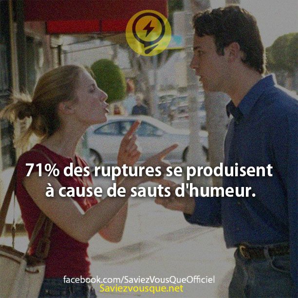 71% des ruptures se produisent à cause de sauts d&#039;humeur.