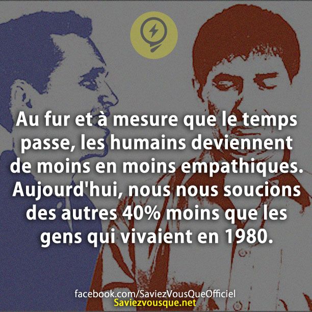 Au fur et à mesure que le temps passe, les humains deviennent de moins en moins empathiques. Aujourd&#039;hui, nous nous soucions des autres 40% moins que les gens qui vivaient en 1980.