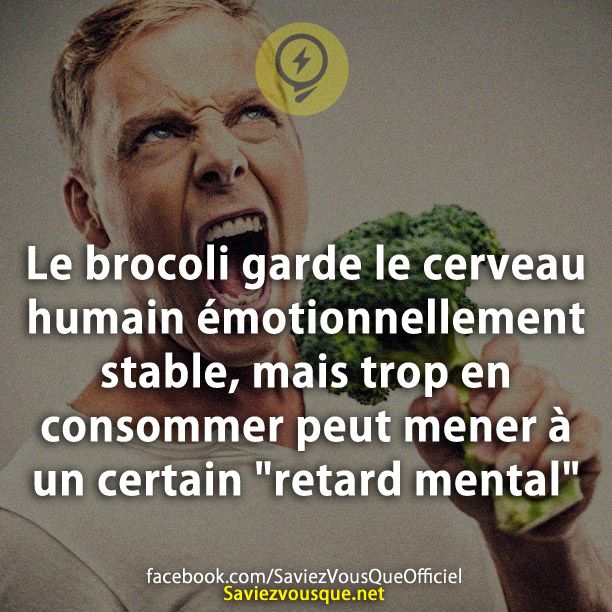 Le brocoli garde le cerveau humain émotionnellement stable, mais trop en consommer peut mener à un certain &quot;retard mental&quot;