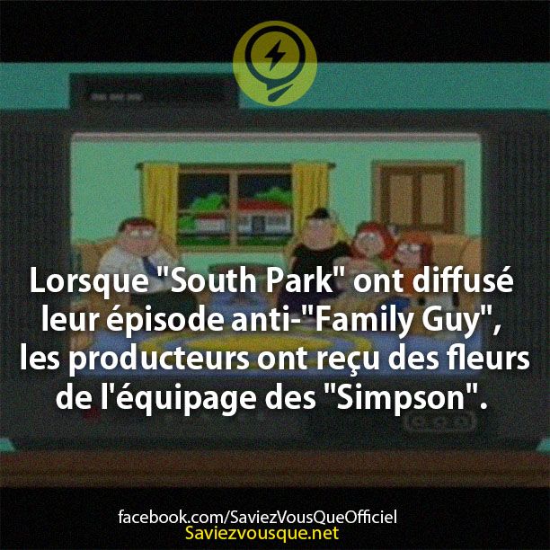 Lorsque &quot;South Park&quot; ont diffusé leur épisode anti-&quot;Family Guy&quot;, les producteurs ont reçu des fleurs de l&#039;équipage des &quot;Simpson&quot;.