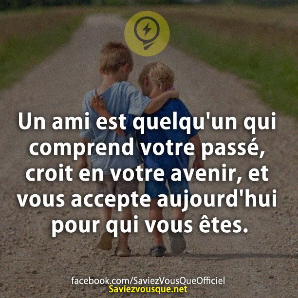 Un ami est quelqu&#039;un qui comprend votre passé, croit en votre avenir, et vous accepte aujourd&#039;hui pour qui vous êtes.