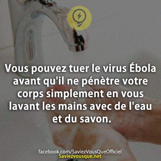 Vous pouvez tuer le virus Ébola avant qu&#039;il ne pénètre votre corps simplement en vous lavant les mains avec de l&#039;eau et du savon.