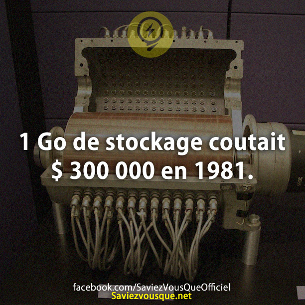 1 Go de stockage coutait $ 300 000 en 1981.