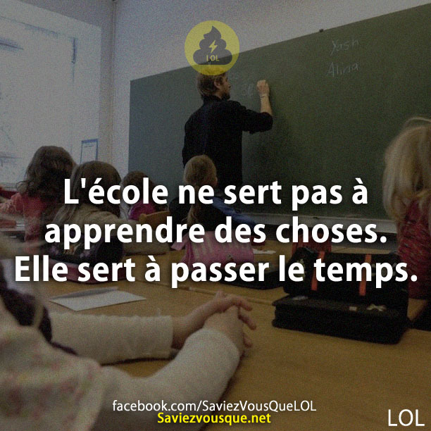 L&#039;école ne sert pas à apprendre des choses. Elle sert à passer le temps.