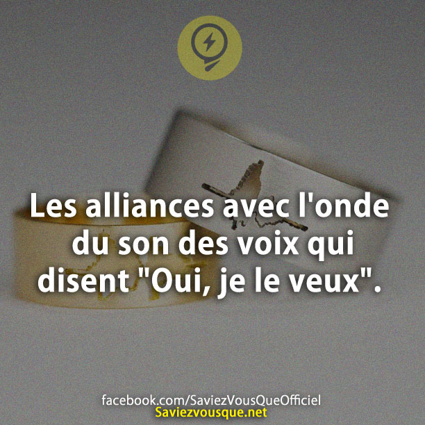 Les alliances avec l&#039;onde du son des voix qui disent &quot;Oui, je le veux&quot;.