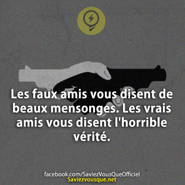 Les faux amis vous disent de beaux mensonges. Les vrais amis vous disent l&#039;horrible vérité.