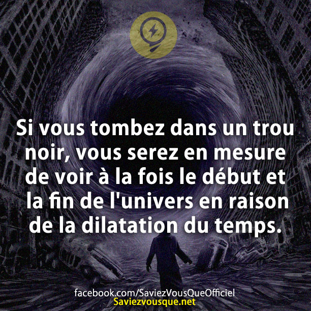 Si vous tombez dans un trou noir, vous serez en mesure de voir à la fois le début et la fin de l&#039;univers en raison de la dilatation du temps.