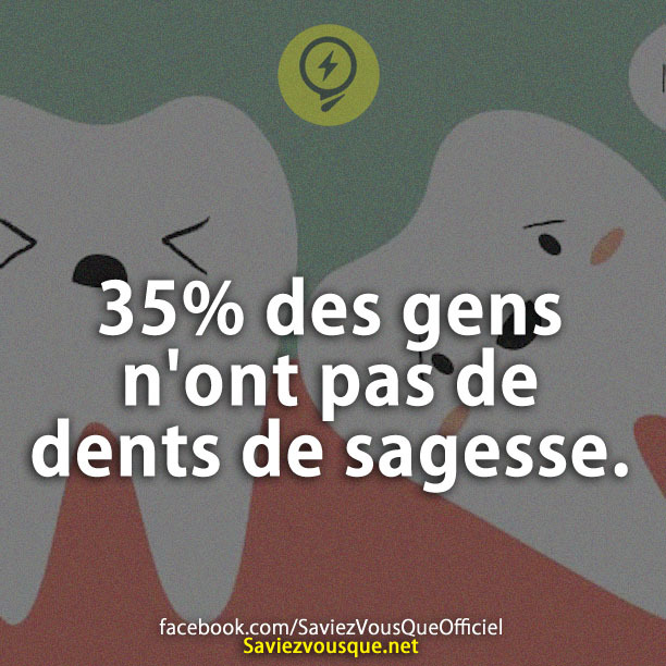 35% des gens n&#039;ont pas de dents de sagesse.