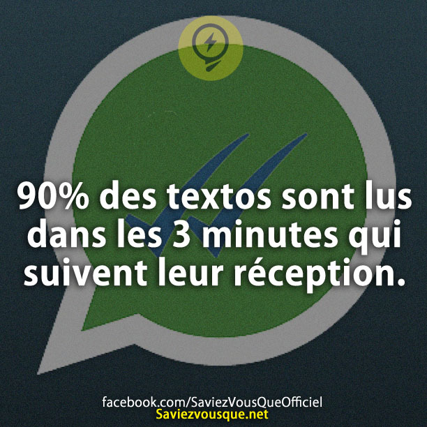 90% des textos sont lus dans les 3 minutes qui suivent leur réception.
