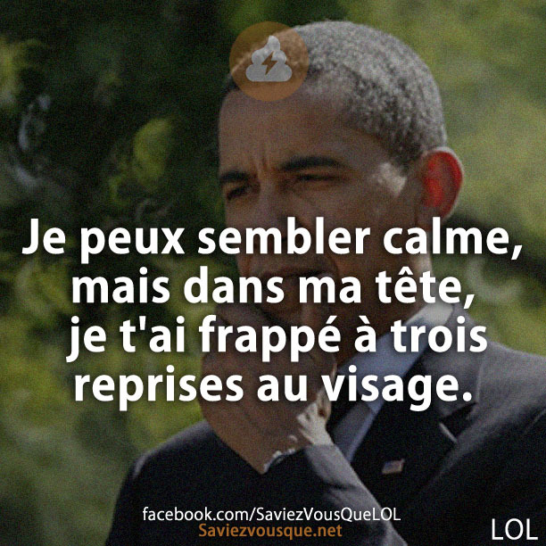 Je peux sembler calme, mais dans ma tête, je t&#039;ai frappé à trois reprises au visage.