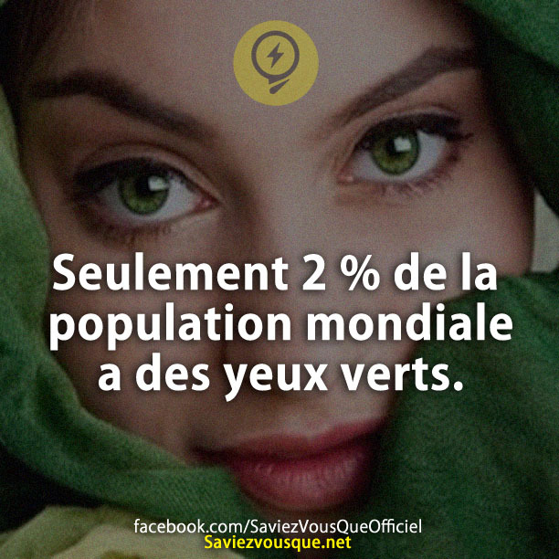 Seulement 2 % de la population mondiale a des yeux verts.