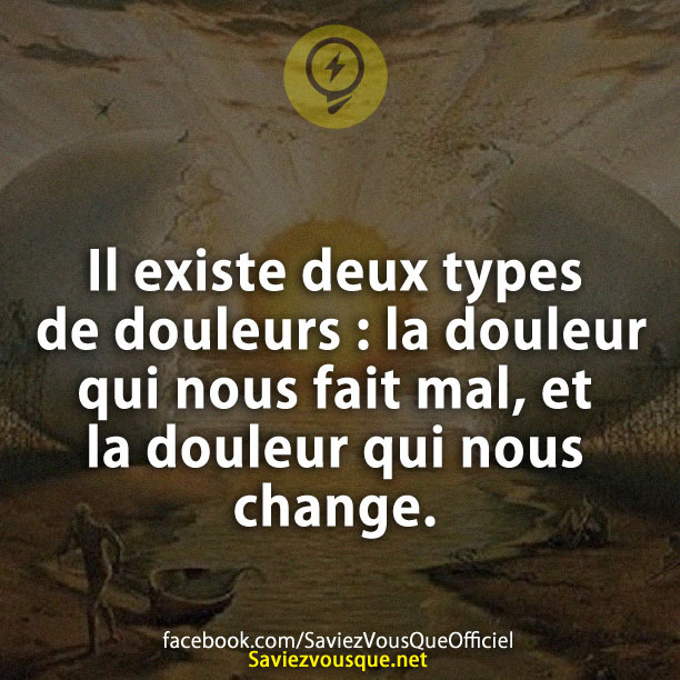 Il existe deux types de douleurs : la douleur qui nous fait mal, et la douleur qui nous change.