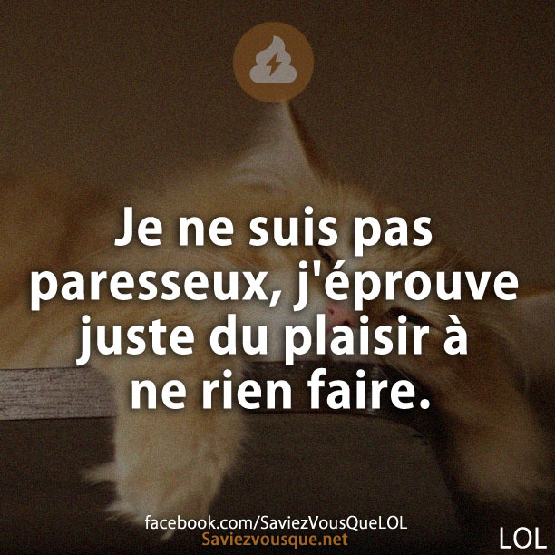 Je ne suis pas paresseux, j&#039;éprouve juste du plaisir à ne rien faire.