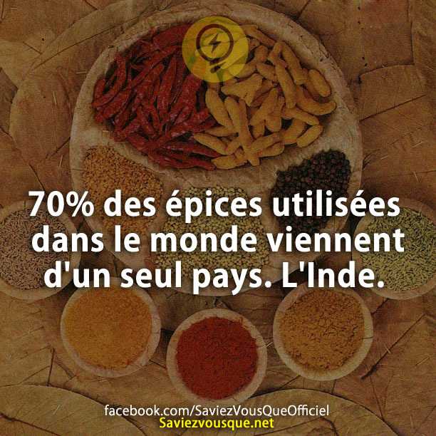 70% des épices utilisées dans le monde viennent d&#039;un seul pays. L&#039;Inde.