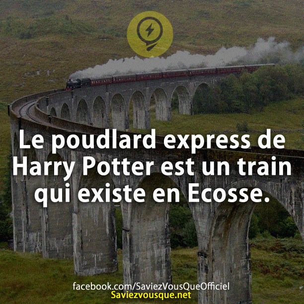 Le poudlard express de Harry Potter est un train qui existe en Ecosse.