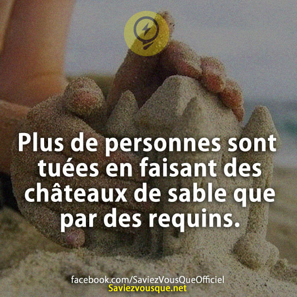 Plus de personnes sont tuées en faisant des châteaux de sable que par des requins.