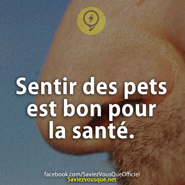 Sentir des pets est bon pour la santé.