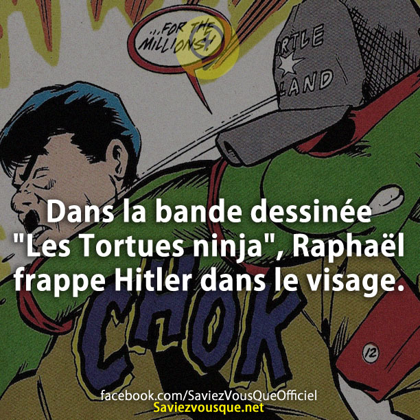 Dans la bande dessinée &quot;Les Tortues ninja&quot;, Raphaël frappe Hitler dans le visage.