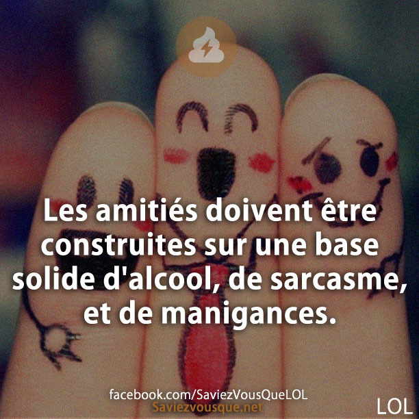 Les amitiés doivent être construites sur une base solide d&#039;alcool, de sarcasme, et de manigances.