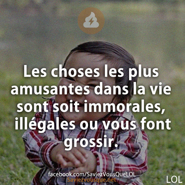 Les choses les plus amusantes dans la vie sont soit immorales, illégales ou vous font grossir.