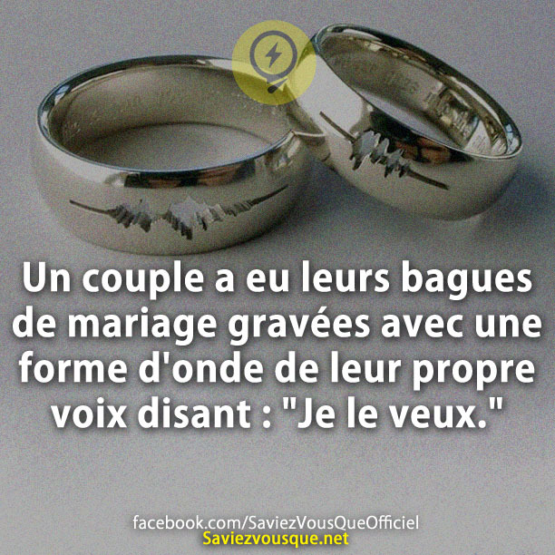 Un couple a eu leurs bagues de mariage gravées avec une forme d&#039;onde de leur propre voix disant : &quot;Je le veux.&quot;