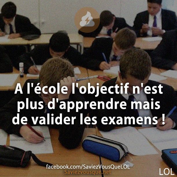 A l&#039;école l&#039;objectif n&#039;est plus d&#039;apprendre mais de valider les examens !