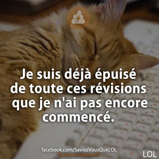 Je suis déjà épuisé de toute ces révisions que je n'ai pas encore commencé.