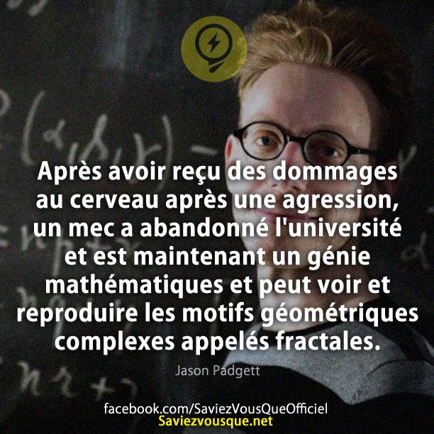 Après avoir reçu des dommages au cerveau après une agression, un mec a abandonné l&#039;université et est maintenant un génie mathématiques et peut voir et reproduire les motifs géométriques complexes appelés fractales.