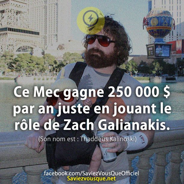 Ce Mec gagne 250 000 $ par an juste en jouant le rôle de Zach Galianakis.
