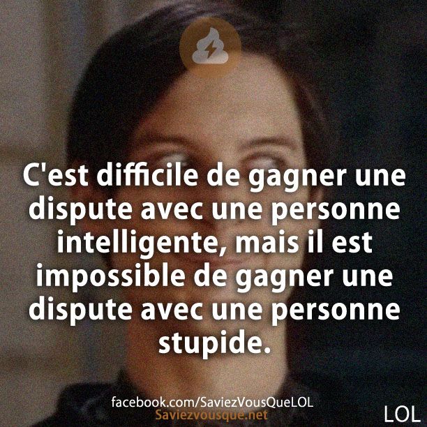 C&#039;est difficile de gagner une dispute avec une personne intelligente, mais il est impossible de gagner une dispute avec une personne stupide.