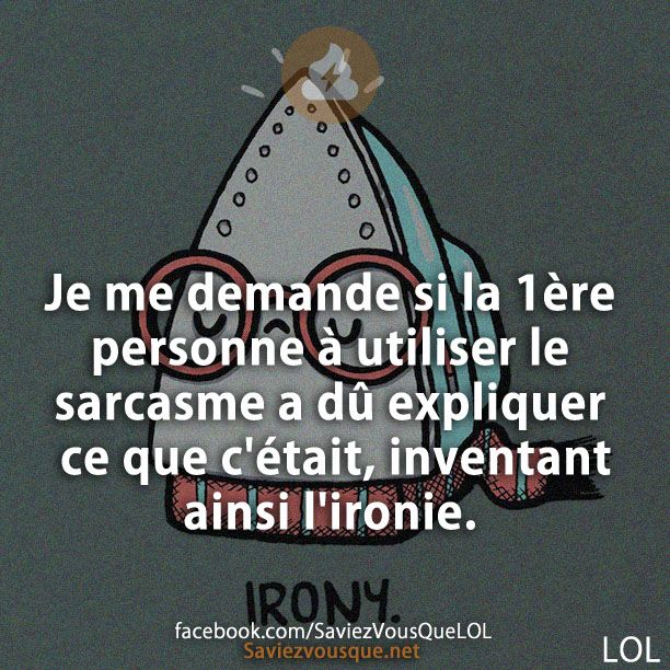 Je me demande si la 1ère personne à utiliser le sarcasme a dû expliquer ce que c&#039;était, inventant ainsi l&#039;ironie.