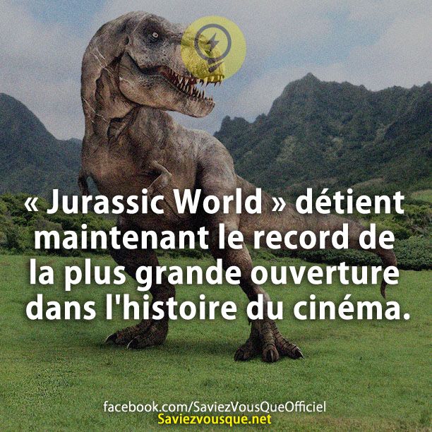 « Jurassic World » détient maintenant le record de la plus grande ouverture dans l&#039;histoire du cinéma.