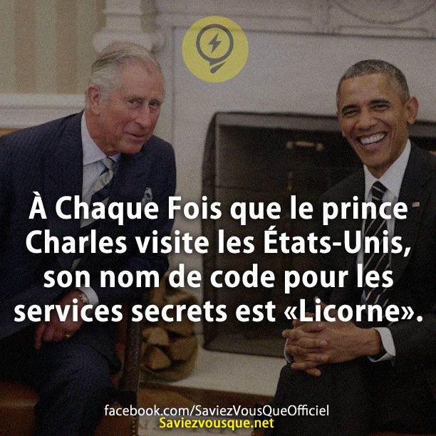À Chaque Fois que le prince Charles visite les États-Unis, son nom de code pour les services secrets est «Licorne».