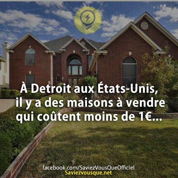 À Detroit aux États-Unis, il y a des maisons à vendre qui coûtent moins de 1€...