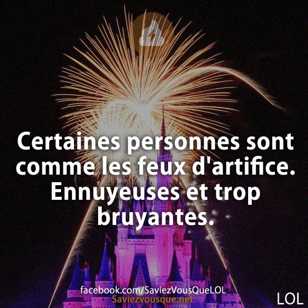 Certaines personnes sont comme les feux d&#039;artifice. Ennuyeuses et trop bruyantes.