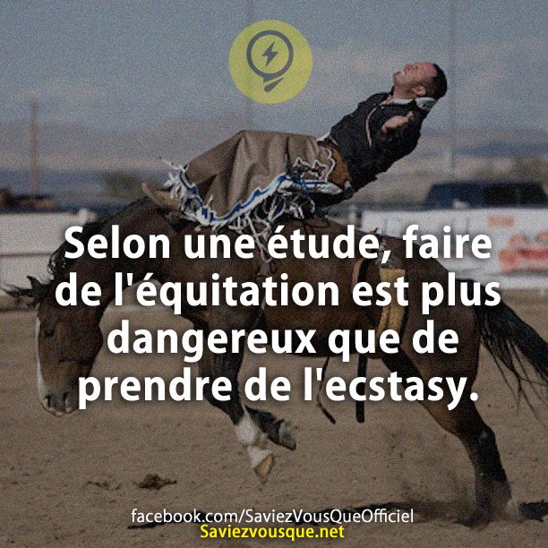 Selon une étude, faire de l&#039;équitation est plus dangereux que de prendre de l&#039;ecstasy.