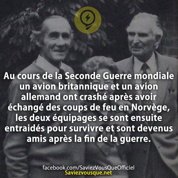 Au cours de la Seconde Guerre mondiale un avion britannique et un avion allemand ont crashé après avoir échangé des coups de feu en Norvège, les deux équipages se sont ensuite entraidés pour survivre et sont devenus amis après la fin de la guerre.