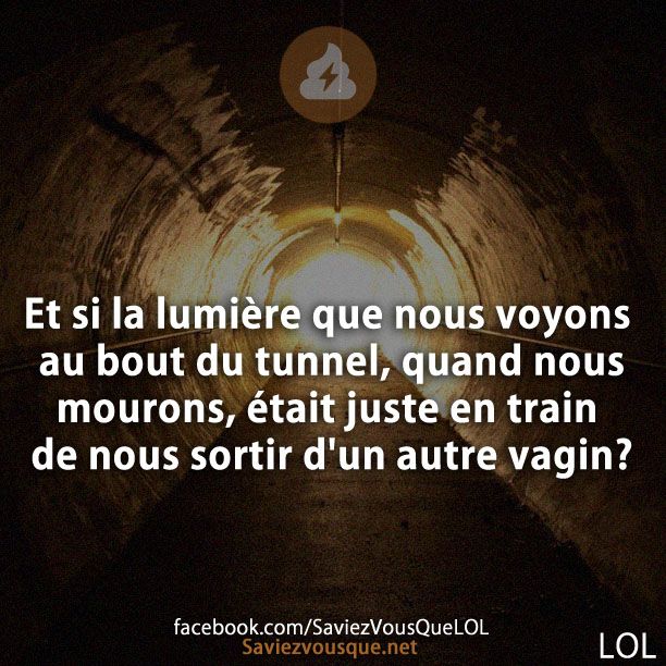Et si la lumière que nous voyons au bout du tunnel, quand nous mourons, était juste en train de nous sortir d&#039;un autre vagin?