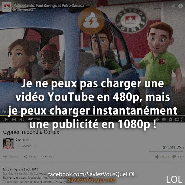 Je ne peux pas charger une vidéo YouTube en 480p, mais je peux charger instantanément une publicité en 1080p !